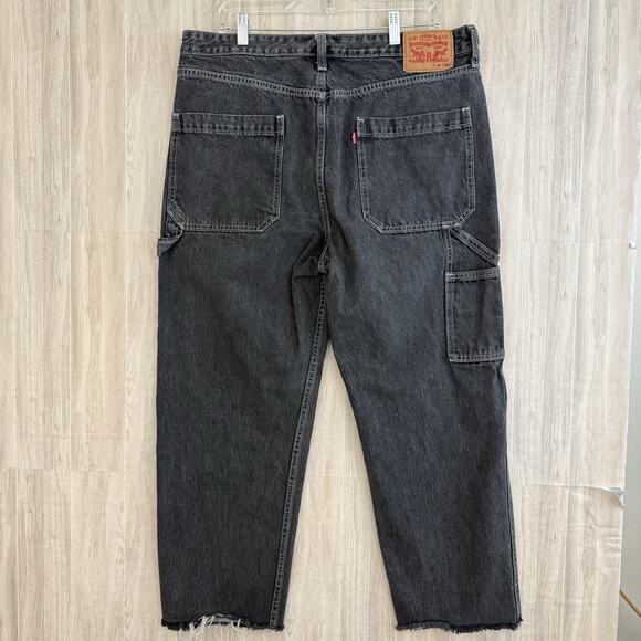 Levis Carpenter Jeans Mens 36x30** Faded Black Loose Baggy Grunge Raw Hem READ - Picture 3 of 16